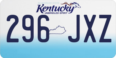 KY license plate 296JXZ