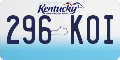 KY license plate 296KOI