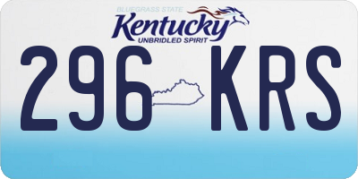 KY license plate 296KRS
