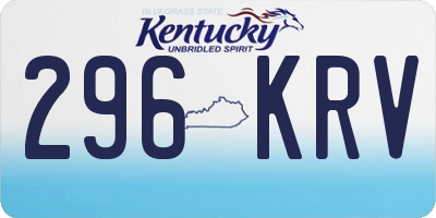 KY license plate 296KRV