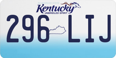 KY license plate 296LIJ