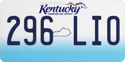 KY license plate 296LIO