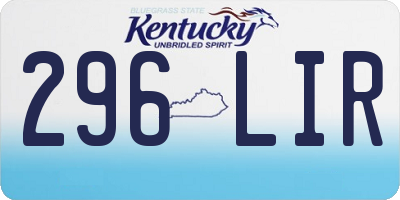 KY license plate 296LIR