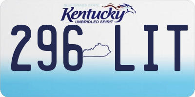 KY license plate 296LIT