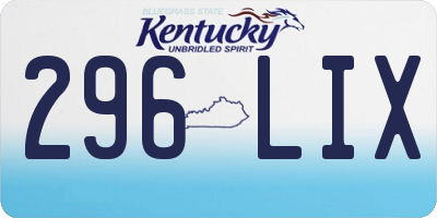 KY license plate 296LIX