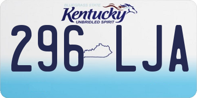 KY license plate 296LJA