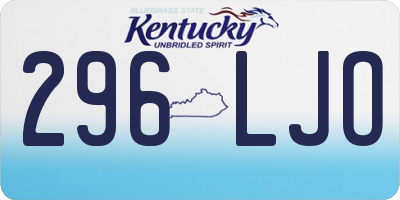 KY license plate 296LJO