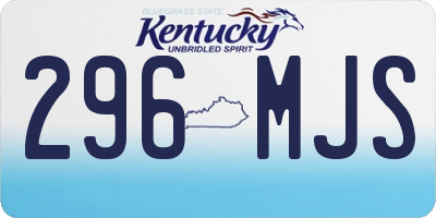 KY license plate 296MJS