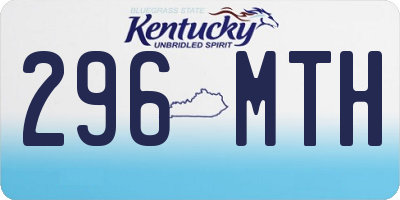 KY license plate 296MTH