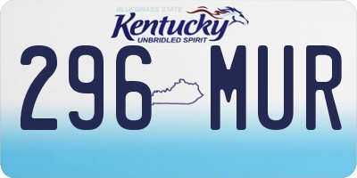 KY license plate 296MUR