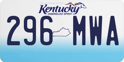 KY license plate 296MWA