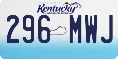 KY license plate 296MWJ