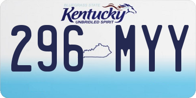 KY license plate 296MYY