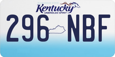 KY license plate 296NBF