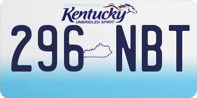 KY license plate 296NBT