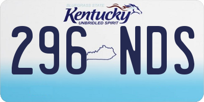 KY license plate 296NDS