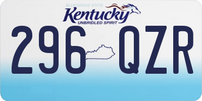 KY license plate 296QZR