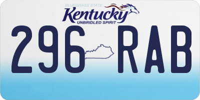 KY license plate 296RAB