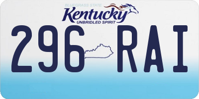 KY license plate 296RAI