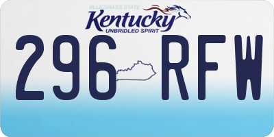 KY license plate 296RFW