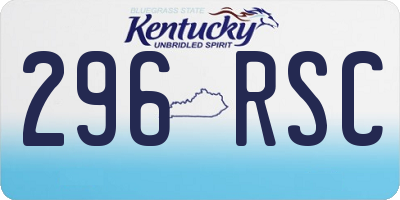KY license plate 296RSC