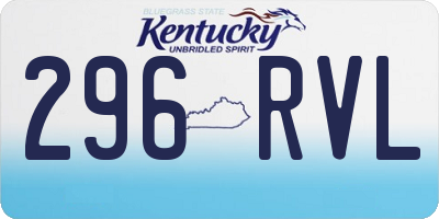 KY license plate 296RVL