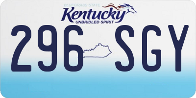 KY license plate 296SGY