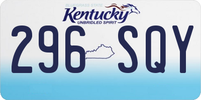 KY license plate 296SQY
