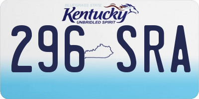 KY license plate 296SRA
