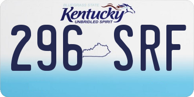 KY license plate 296SRF
