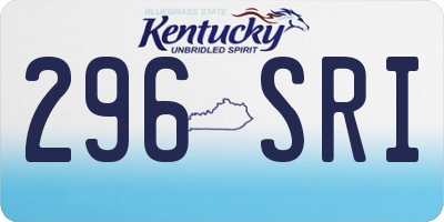 KY license plate 296SRI