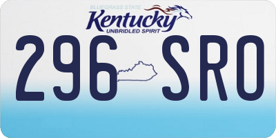KY license plate 296SRO