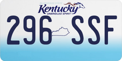 KY license plate 296SSF