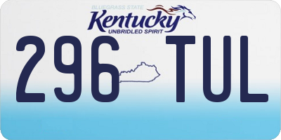 KY license plate 296TUL