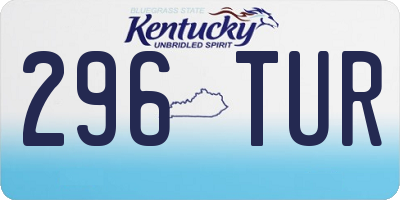 KY license plate 296TUR