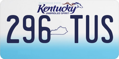 KY license plate 296TUS