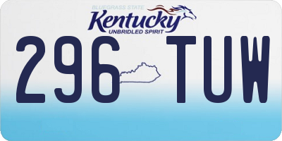 KY license plate 296TUW
