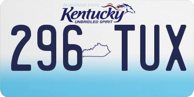 KY license plate 296TUX