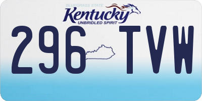 KY license plate 296TVW