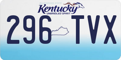 KY license plate 296TVX