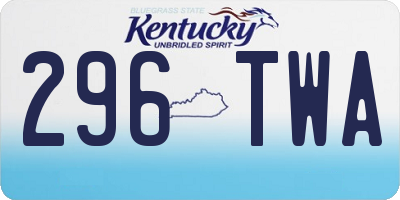 KY license plate 296TWA