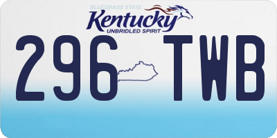 KY license plate 296TWB