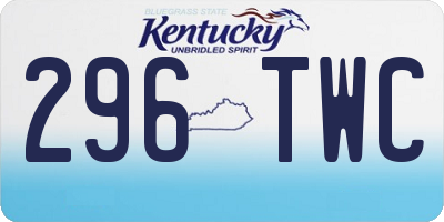 KY license plate 296TWC