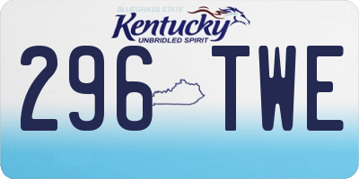 KY license plate 296TWE