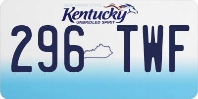 KY license plate 296TWF