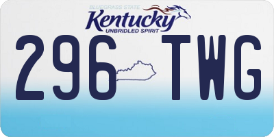 KY license plate 296TWG