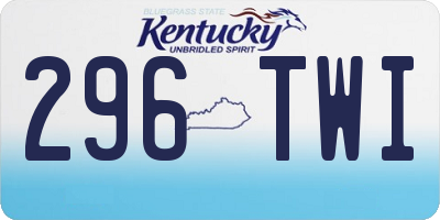 KY license plate 296TWI