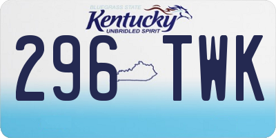 KY license plate 296TWK