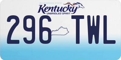KY license plate 296TWL