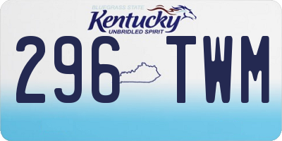 KY license plate 296TWM